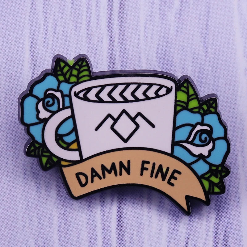 Twin Peaks Pin Damn Fine Double R Coffee Agent Cooper Diane Badge Shovel Black Lodge Owl Brooch David Lynch Movie Fans Addition