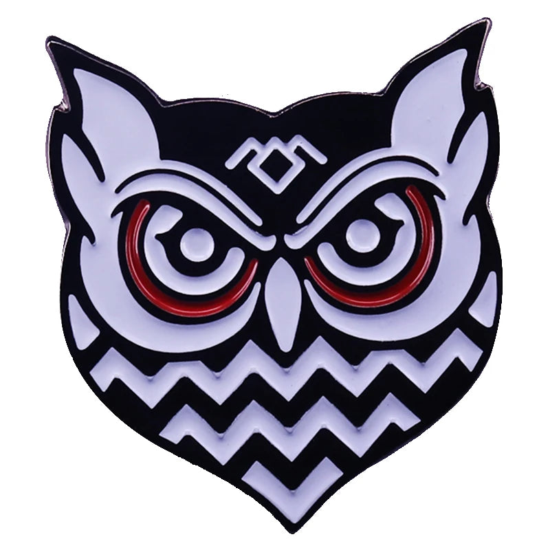 Twin Peaks Pin Damn Fine Double R Coffee Agent Cooper Diane Badge Shovel Black Lodge Owl Brooch David Lynch Movie Fans Addition