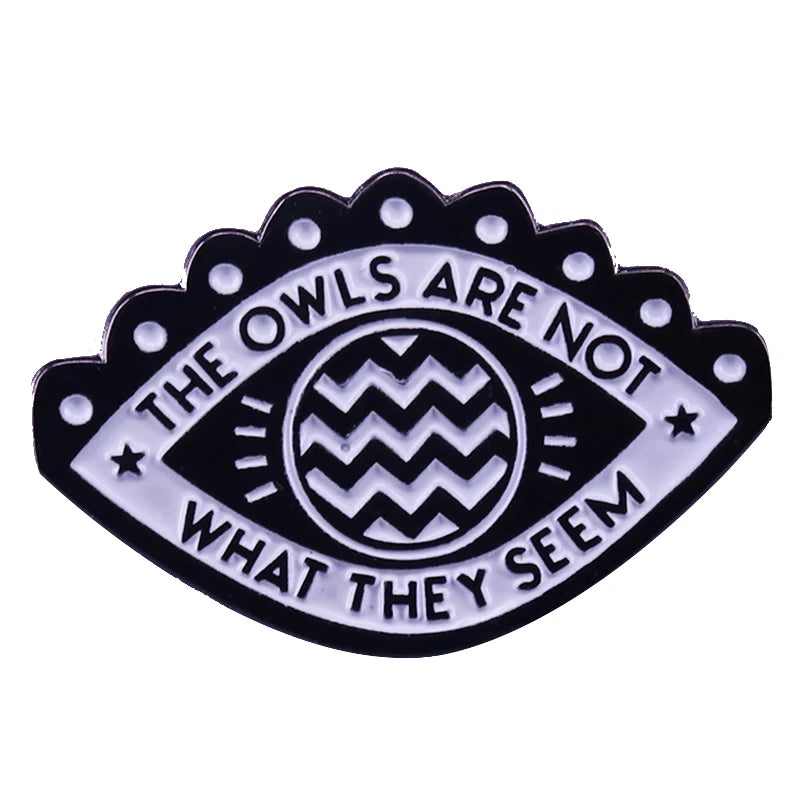Twin Peaks Pin Damn Fine Double R Coffee Agent Cooper Diane Badge Shovel Black Lodge Owl Brooch David Lynch Movie Fans Addition